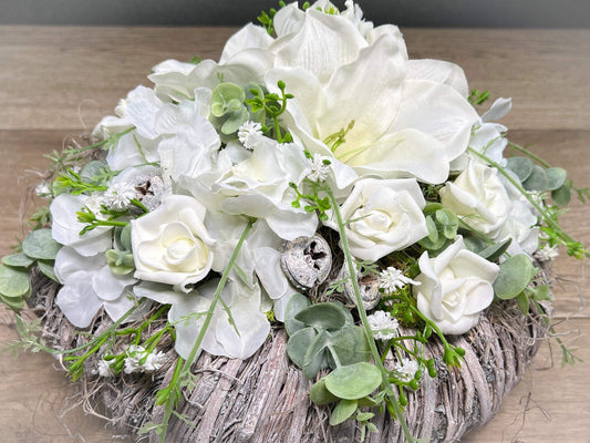 Grabgesteck Grabschmuck Rose Hortensie Amaryllis Eukalyptus Wunschfarbe Grabdeko Grabdekoration Allerheiligen – handgemacht aus Seiden- und Kunstblumen, langlebig & pflegeleicht von SarahsFlowerStudio