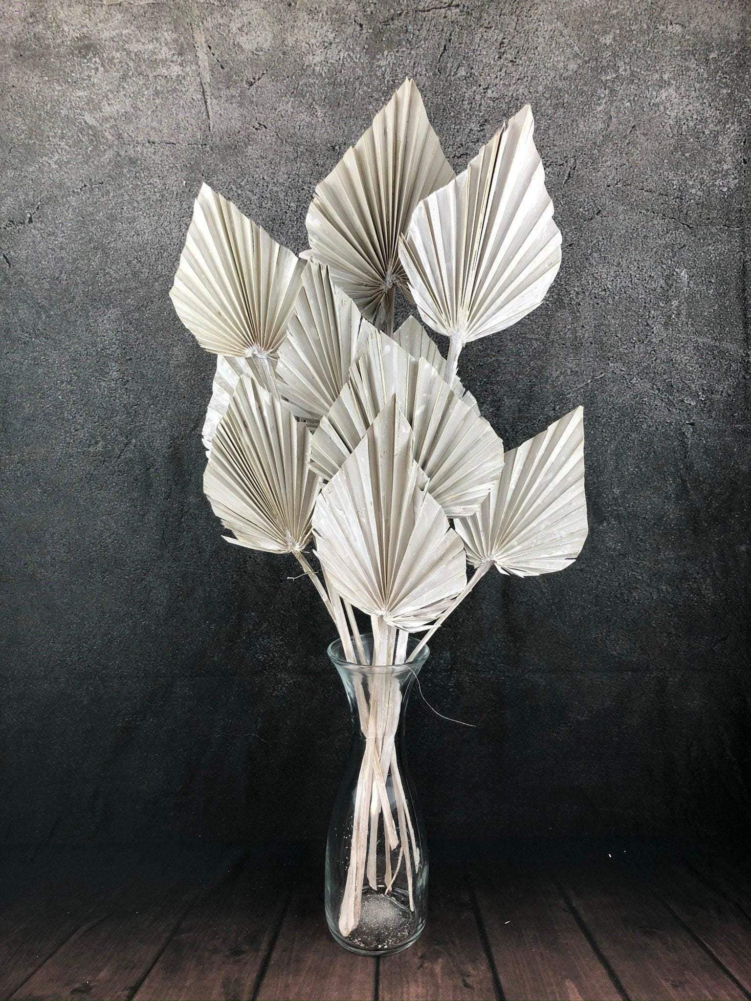Palmblätter Palmspeer Weiß Gekalkt Trockenblumen Trockenmaterial Natur natürlich dried bouquet dried Flowers – handgemacht aus Seiden- und Kunstblumen, langlebig & pflegeleicht von SarahsFlowerStudio