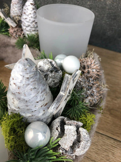 Adventskranz Adventskalender Wachs Zapfen Gläser Maxi Sterne Filz Moos mehrjährig groß rund – handgemacht aus Seiden- und Kunstblumen, langlebig & pflegeleicht von SarahsFlowerStudio