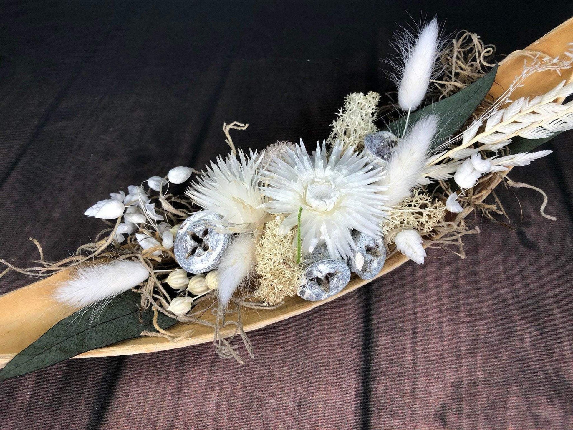 Tischgesteck Tischdeko Deko Strohblume Gräser Trockenblumen Trockenmaterial Natur natürlich dried bouquet dried Flowers – handgemacht aus Seiden- und Kunstblumen, langlebig & pflegeleicht von SarahsFlowerStudio