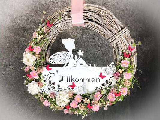 Türkranz Türdeko Türschmuck Kirschblüten Fee Willkommen Modern ganzjährig Tür Schmuck Herbst – handgemacht aus Seiden- und Kunstblumen, langlebig & pflegeleicht von SarahsFlowerStudio