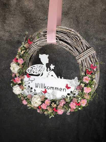 Türkranz Türdeko Türschmuck Kirschblüten Fee Willkommen Modern ganzjährig Tür Schmuck Herbst – handgemacht aus Seiden- und Kunstblumen, langlebig & pflegeleicht von SarahsFlowerStudio