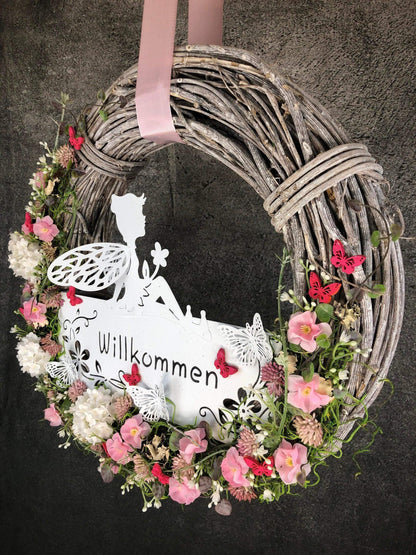 Türkranz Türdeko Türschmuck Kirschblüten Fee Willkommen Modern ganzjährig Tür Schmuck Herbst – handgemacht aus Seiden- und Kunstblumen, langlebig & pflegeleicht von SarahsFlowerStudio