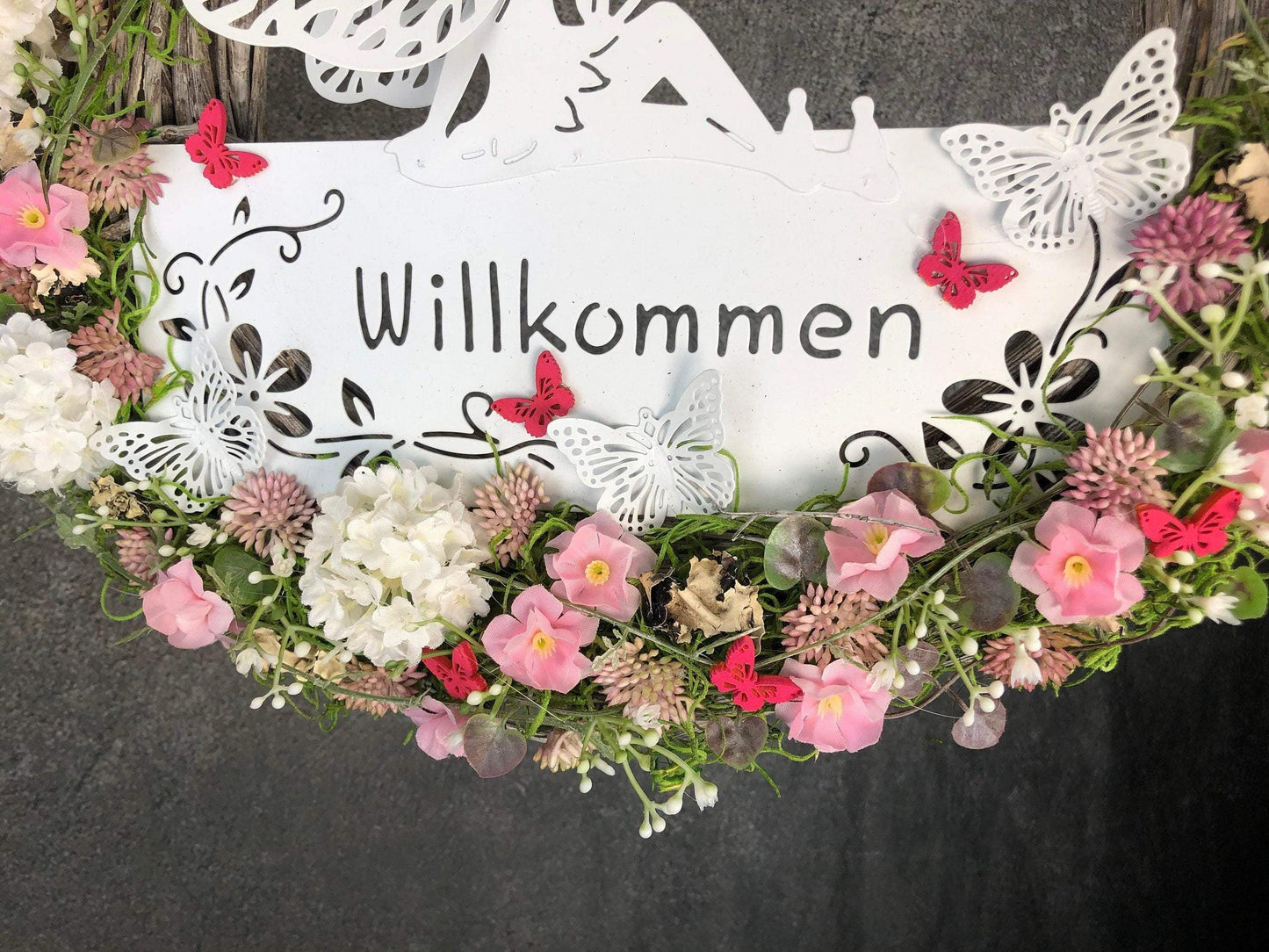 Türkranz Türdeko Türschmuck Kirschblüten Fee Willkommen Modern ganzjährig Tür Schmuck Herbst – handgemacht aus Seiden- und Kunstblumen, langlebig & pflegeleicht von SarahsFlowerStudio