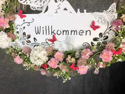 Türkranz Türdeko Türschmuck Kirschblüten Fee Willkommen Modern ganzjährig Tür Schmuck Herbst – handgemacht aus Seiden- und Kunstblumen, langlebig & pflegeleicht von SarahsFlowerStudio
