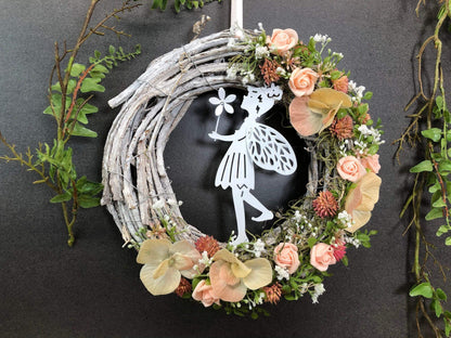 Türkranz Türdeko Türschmuck Modern Ganzjährig Vögel Vogel Rose Schleierkraut Band Tür Schmuck Herbst – handgemacht aus Seiden- und Kunstblumen, langlebig & pflegeleicht von SarahsFlowerStudio