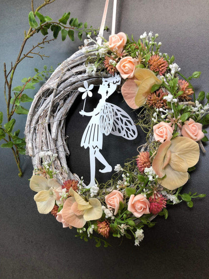 Türkranz Türdeko Türschmuck Modern Ganzjährig Vögel Vogel Rose Schleierkraut Band Tür Schmuck Herbst – handgemacht aus Seiden- und Kunstblumen, langlebig & pflegeleicht von SarahsFlowerStudio
