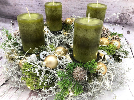 Adventskranz Bastelpaket Aus der Zeitschrift Advents Floristik Adventskalender Asparagus Zapfen mehrjährig groß rund – handgemacht aus Seiden- und Kunstblumen, langlebig & pflegeleicht von SarahsFlowerStudio