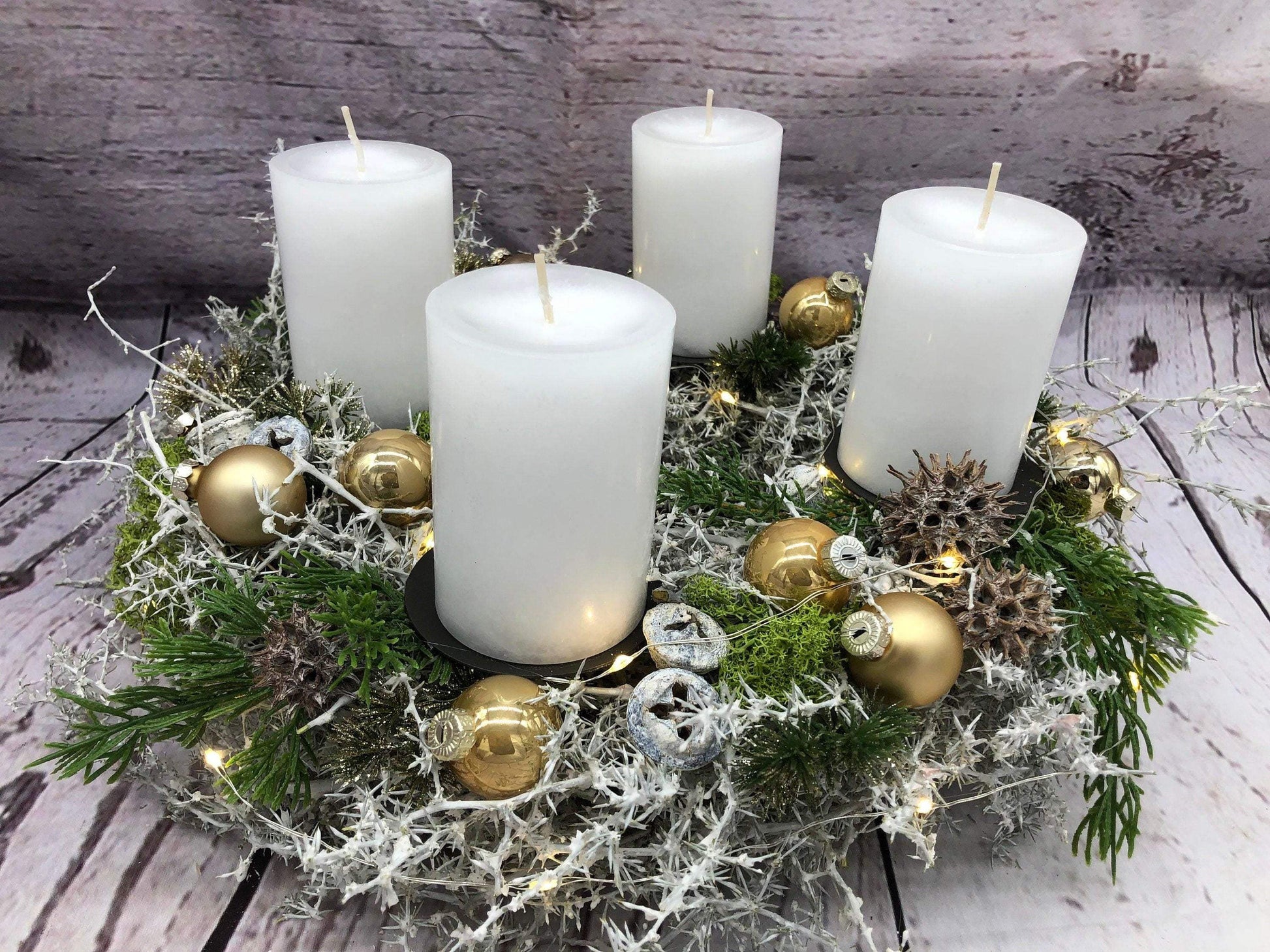 Adventskranz Bastelpaket Aus der Zeitschrift Advents Floristik Adventskalender Asparagus Zapfen mehrjährig groß rund – handgemacht aus Seiden- und Kunstblumen, langlebig & pflegeleicht von SarahsFlowerStudio