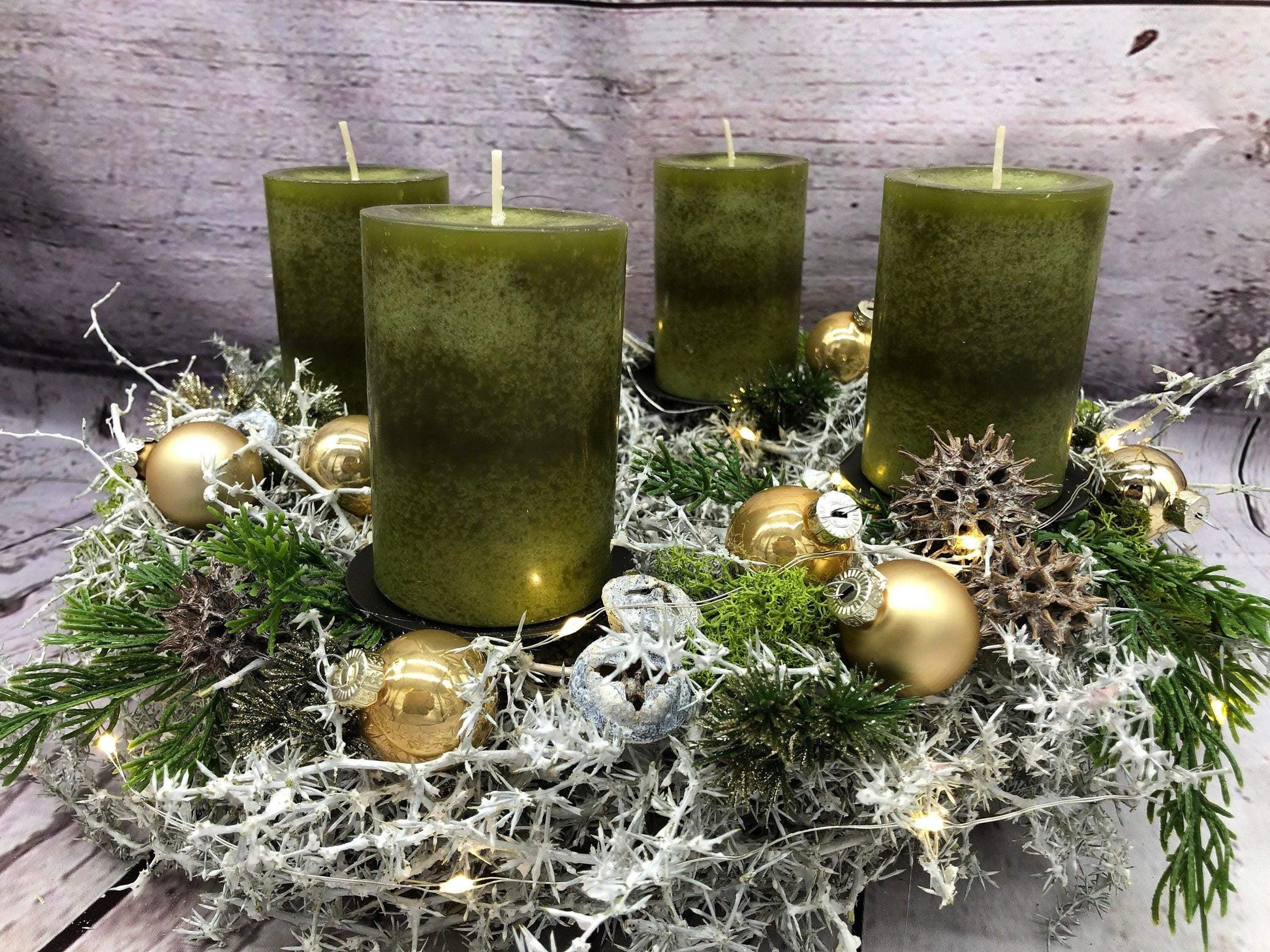 Adventskranz Bastelpaket Aus der Zeitschrift Advents Floristik Adventskalender Asparagus Zapfen mehrjährig groß rund – handgemacht aus Seiden- und Kunstblumen, langlebig & pflegeleicht von SarahsFlowerStudio