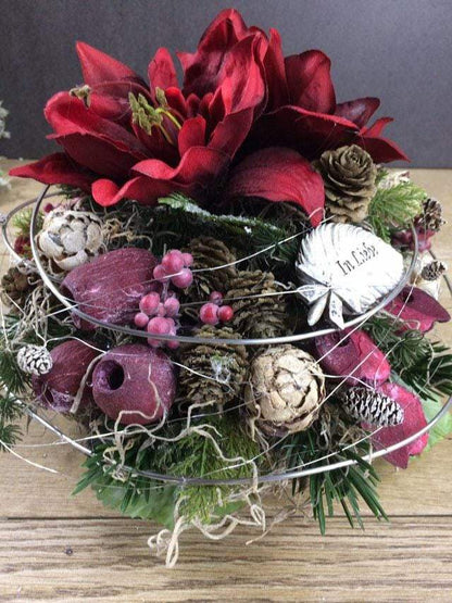 Grabgesteck Grabschmuck Gesteck Grab Allerheiligen extra Schwer Grave Arrangument grave flowers longlasting Grabdeko Grabdekoration – handgemacht aus Seiden- und Kunstblumen, langlebig & pflegeleicht von SarahsFlowerStudio