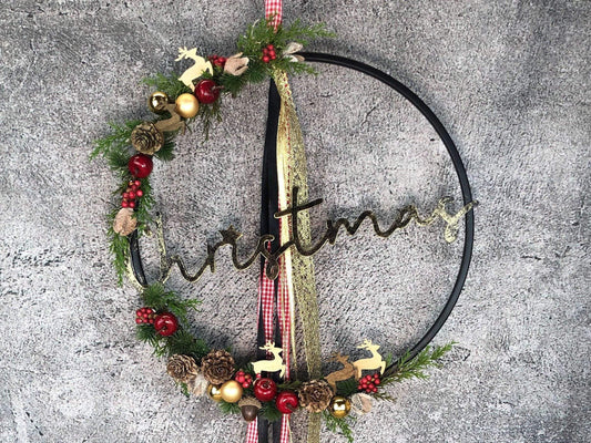 Türkranz Kranz Christmas Advent Modern Ring Fenster Fensterschmuck Fensterdeko Deko Weihnachten Zapfen Wachszapfen – handgemacht aus Seiden- und Kunstblumen, langlebig & pflegeleicht von SarahsFlowerStudio