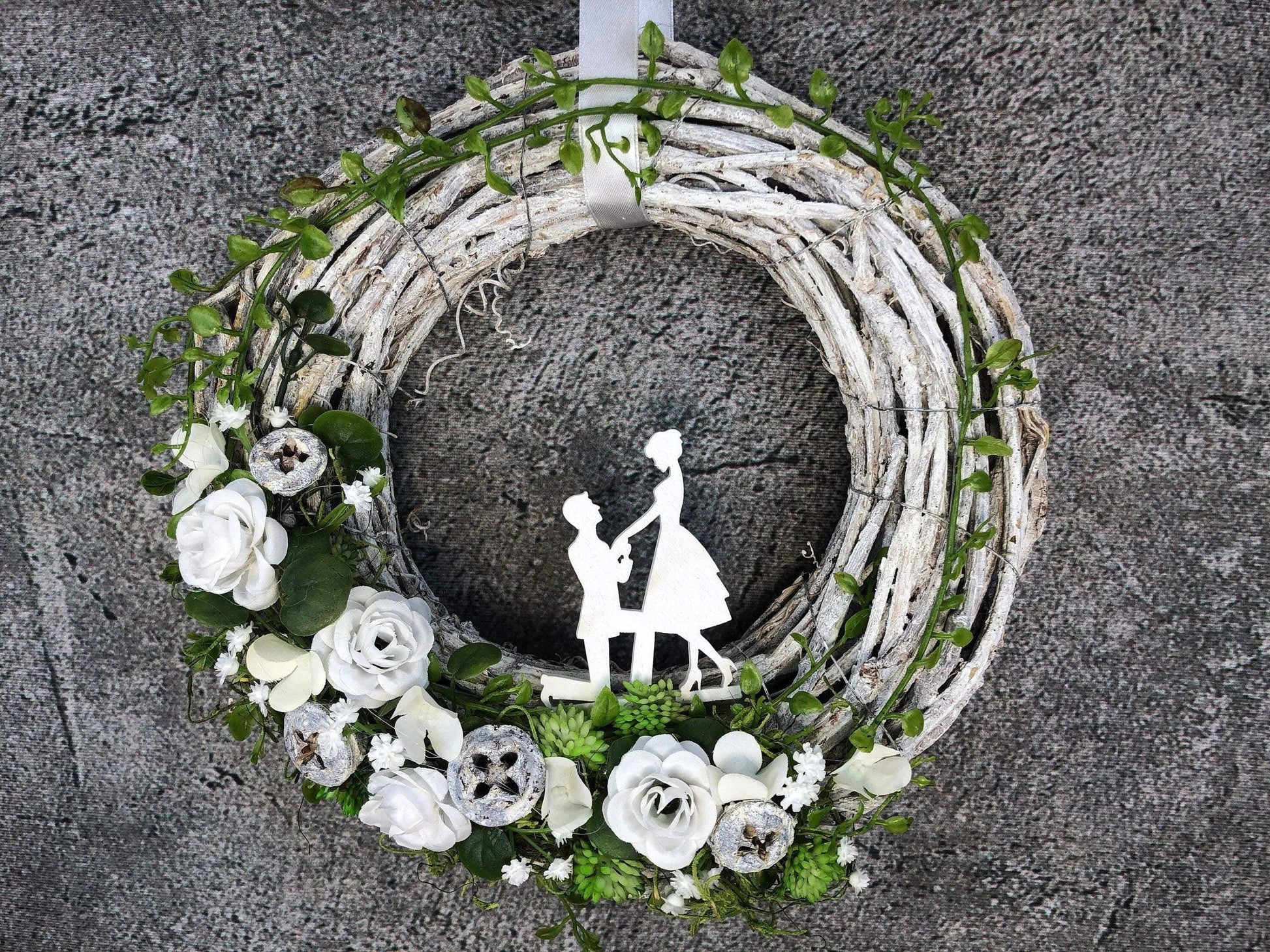 Hochzeit Türkranz Türdeko Dekoration Kranz Wedding schleierkraut Herbst – handgemacht aus Seiden- und Kunstblumen, langlebig & pflegeleicht von SarahsFlowerStudio