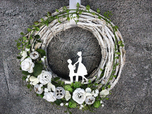 Hochzeit Türkranz Türdeko Dekoration Kranz Wedding schleierkraut Herbst – handgemacht aus Seiden- und Kunstblumen, langlebig & pflegeleicht von SarahsFlowerStudio