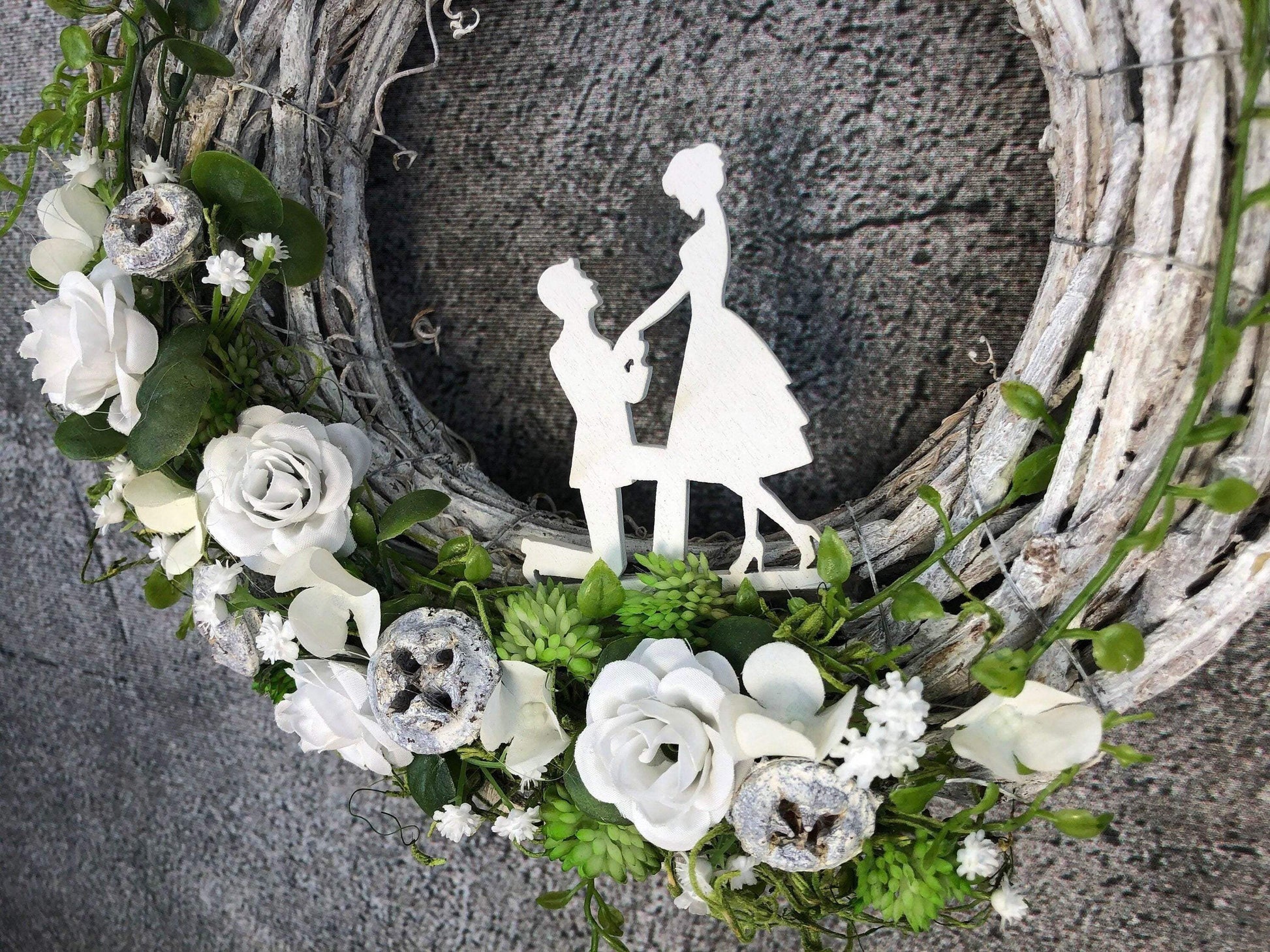Hochzeit Türkranz Türdeko Dekoration Kranz Wedding schleierkraut Herbst – handgemacht aus Seiden- und Kunstblumen, langlebig & pflegeleicht von SarahsFlowerStudio