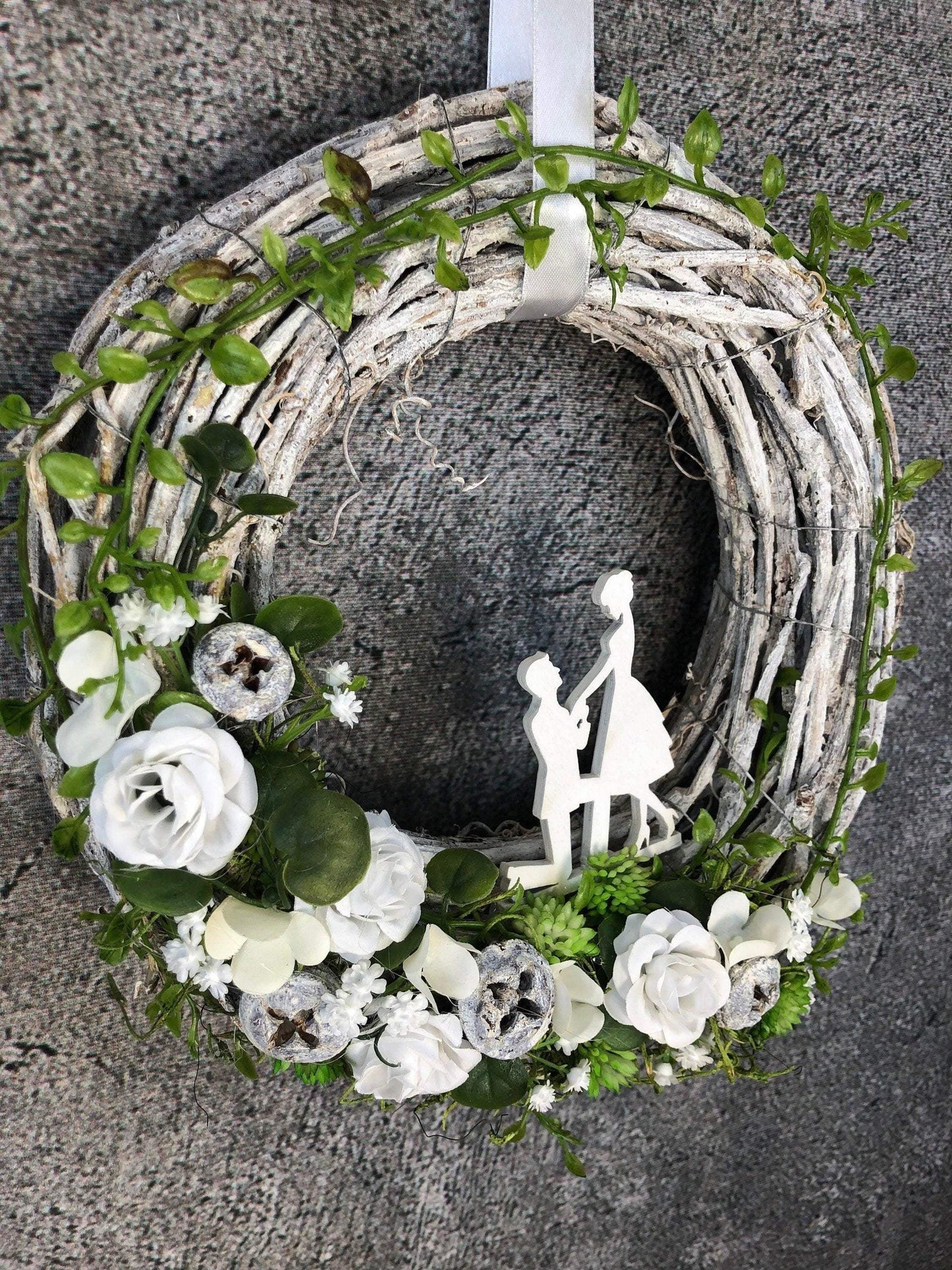 Hochzeit Türkranz Türdeko Dekoration Kranz Wedding schleierkraut Herbst – handgemacht aus Seiden- und Kunstblumen, langlebig & pflegeleicht von SarahsFlowerStudio