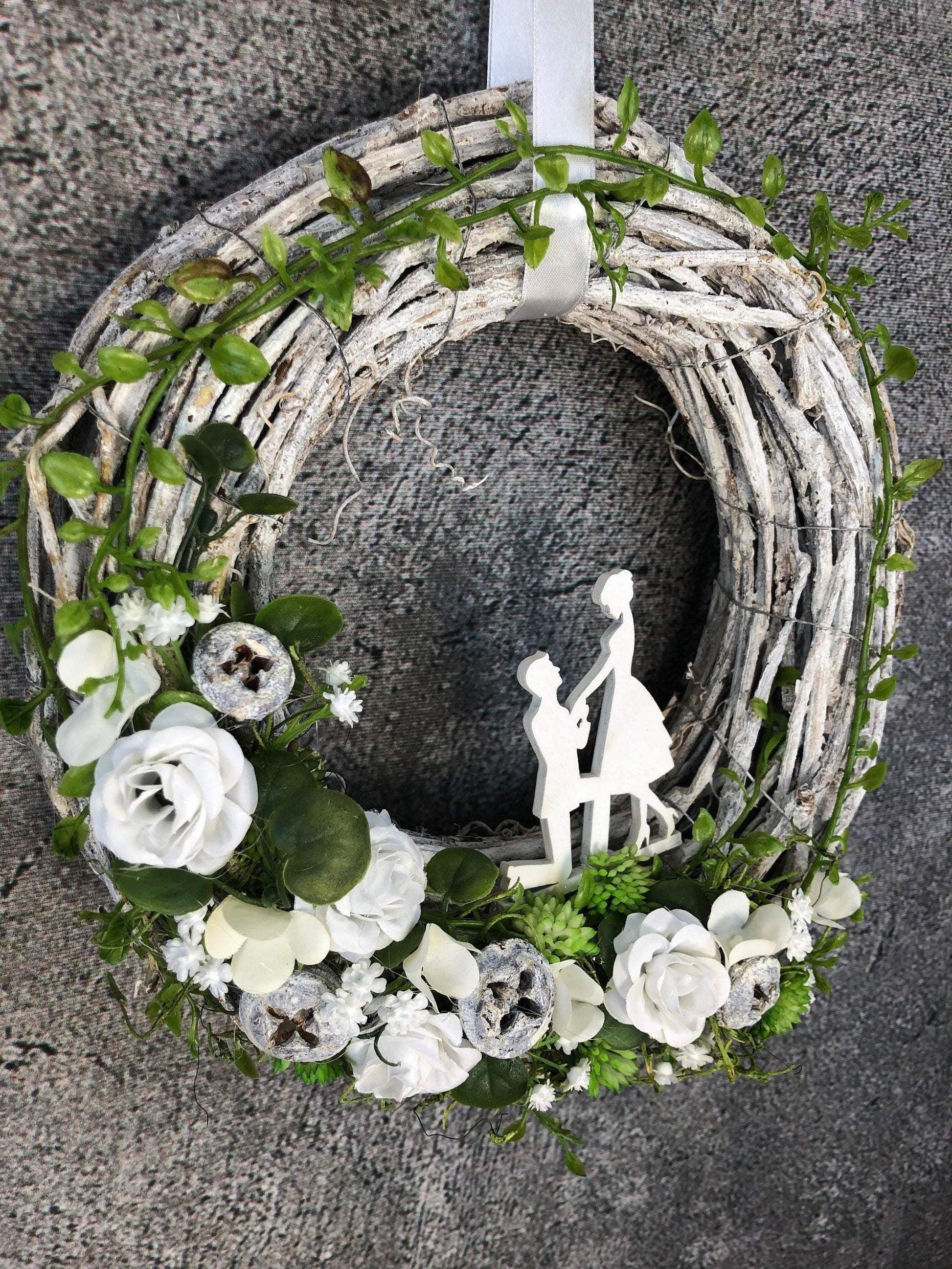 Hochzeit Türkranz Türdeko Dekoration Kranz Wedding schleierkraut Herbst – handgemacht aus Seiden- und Kunstblumen, langlebig & pflegeleicht von SarahsFlowerStudio