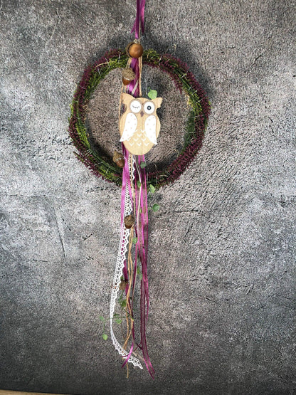 Türkranz Heide Eule Herbst Herbstlich Türschmuck Modern Wunschfarbe Wunschgröße Tür Schmuck ganzjährig – handgemacht aus Seiden- und Kunstblumen, langlebig & pflegeleicht von SarahsFlowerStudio