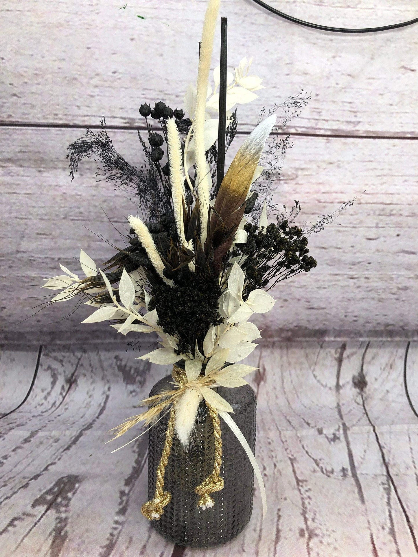 Tischdeko Blumen Tischgesteck Strauß Gläser Flasche Gräser Trockenblumen Trockenmaterial Natur natürlich dried bouquet dried Flowers – handgemacht aus Seiden- und Kunstblumen, langlebig & pflegeleicht von SarahsFlowerStudio