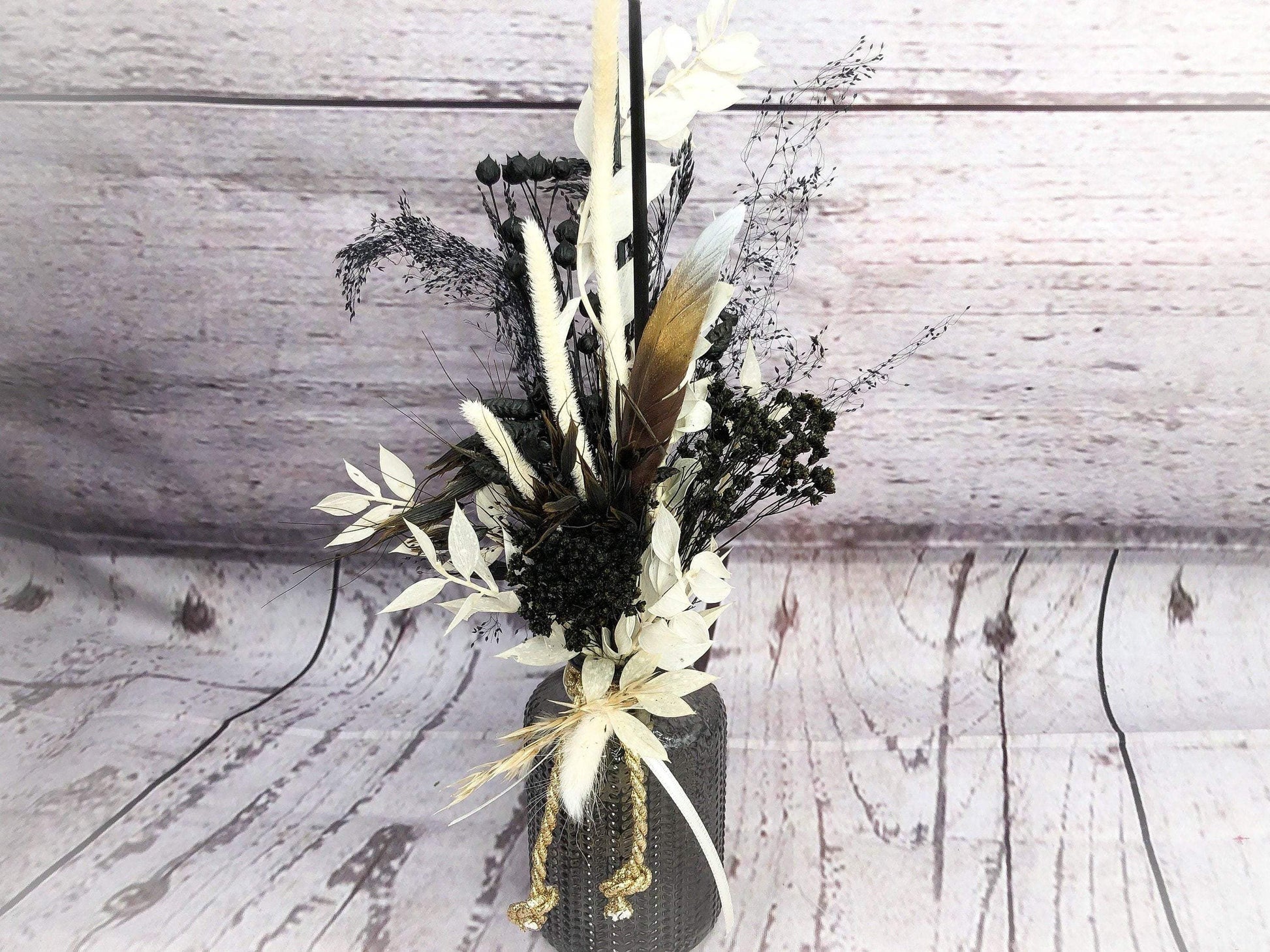 Tischdeko Blumen Tischgesteck Strauß Gläser Flasche Gräser Trockenblumen Trockenmaterial Natur natürlich dried bouquet dried Flowers – handgemacht aus Seiden- und Kunstblumen, langlebig & pflegeleicht von SarahsFlowerStudio