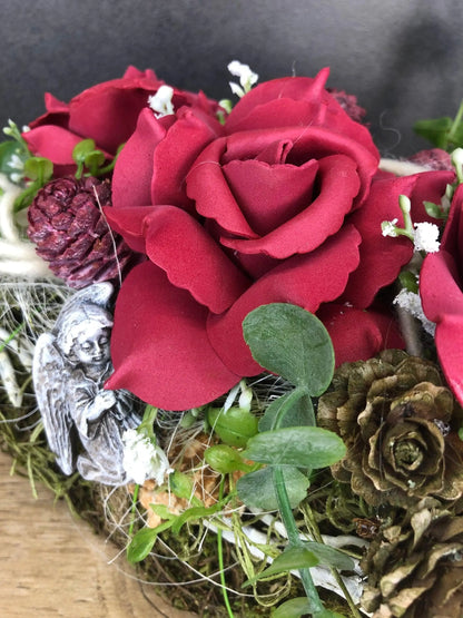 Grabgesteck Grabschmuck 35cm Grabdeko Grabdekoration – handgemacht aus Seiden- und Kunstblumen, langlebig & pflegeleicht von SarahsFlowerStudio