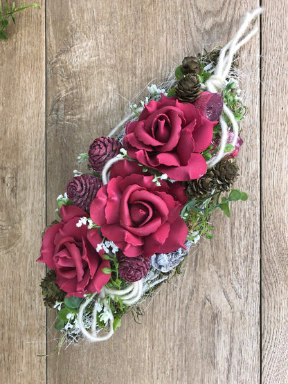 Grabgesteck Grabschmuck 35cm Grabdeko Grabdekoration – handgemacht aus Seiden- und Kunstblumen, langlebig & pflegeleicht von SarahsFlowerStudio