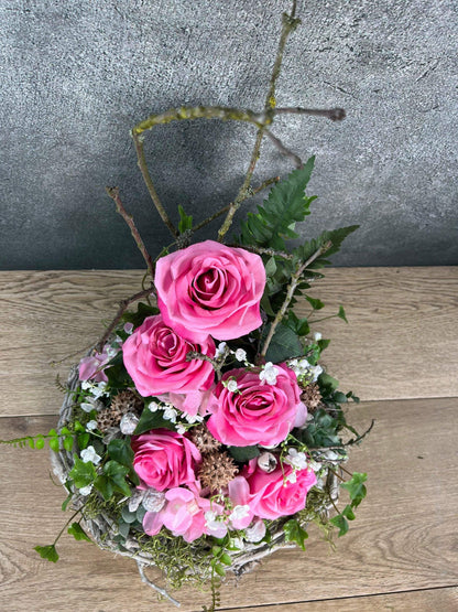 Grabgesteck Allerheiligen Grabschmuck Rose Hortensie Wunschfarbe Grabdeko Grabdekoration Allerheiligen – handgemacht aus Seiden- und Kunstblumen, langlebig & pflegeleicht von SarahsFlowerStudio