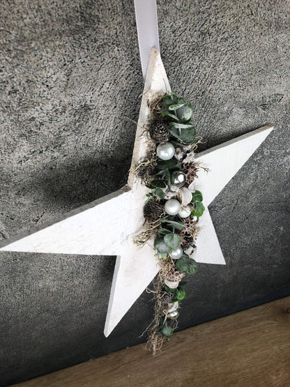 Advent Türkranz Stern 40cm Stern Türdekoration Türschmuck Fensterdeko Weihnachten Weihnachtsdekoration – handgemacht aus Seiden- und Kunstblumen, langlebig & pflegeleicht von SarahsFlowerStudio