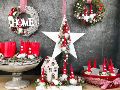 Advent Türkranz Stern 40cm Wichtel Stern Türdekoration Türschmuck Fensterdeko Weihnachten Weihnachtsdekoration – handgemacht aus Seiden- und Kunstblumen, langlebig & pflegeleicht von SarahsFlowerStudio