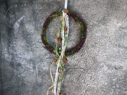 Türkranz Heide Erika Herz Eicheln Eichel Herbst Herbstlich Türschmuck Modern Wunschfarbe Wunschgröße Tür Schmuck ganzjährig – handgemacht aus Seiden- und Kunstblumen, langlebig & pflegeleicht von SarahsFlowerStudio