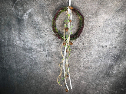 Türkranz Heide Erika Herz Eicheln Eichel Herbst Herbstlich Türschmuck Modern Wunschfarbe Wunschgröße Tür Schmuck ganzjährig – handgemacht aus Seiden- und Kunstblumen, langlebig & pflegeleicht von SarahsFlowerStudio