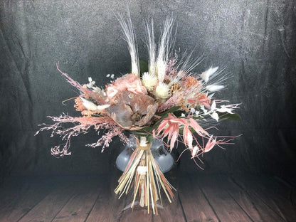 Strauß Gefriergetrocknet Hortensie mit Exoten Tischgesteck Gräser Trockenblumen Trockenmaterial Natur natürlich dried bouquet dried Flowers – handgemacht aus Seiden- und Kunstblumen, langlebig & pflegeleicht von SarahsFlowerStudio