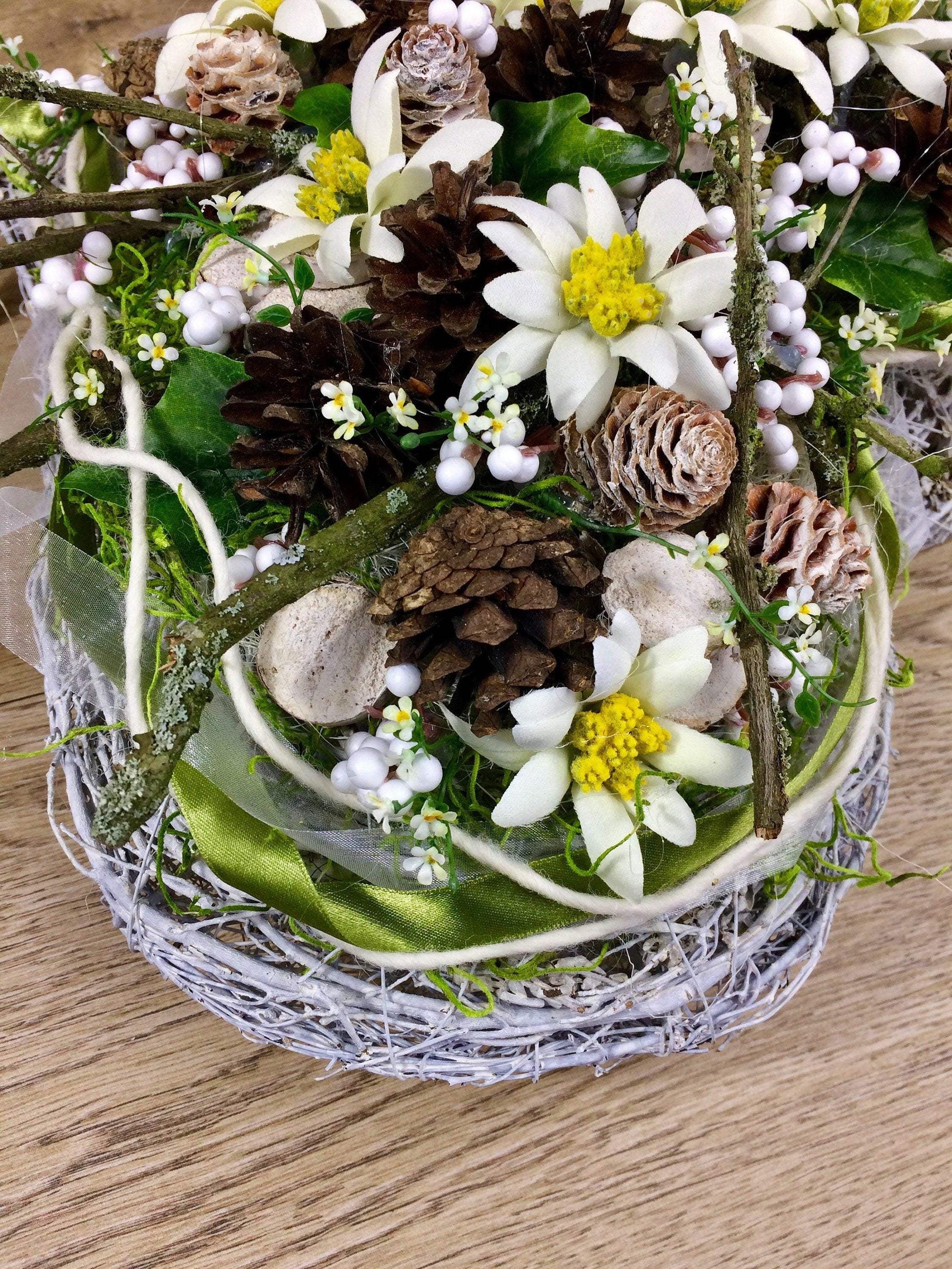 Urnengesteck Rose Seidenblumen – langlebiger Urnenschmuck – für Außenb – Grabgesteck – SarahsFlowerStudio