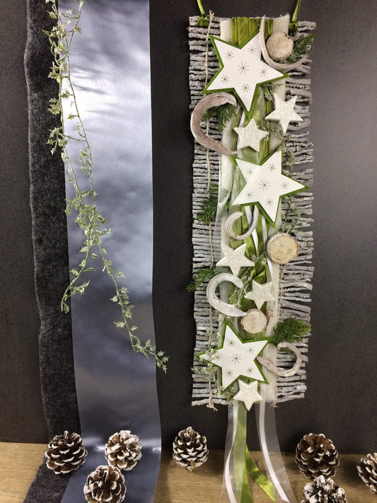 Weihnachten Advent Türdeko Türdekoration Türkranz Stern Birke Reebmatte – handgemacht aus Seiden- und Kunstblumen, langlebig & pflegeleicht von SarahsFlowerStudio