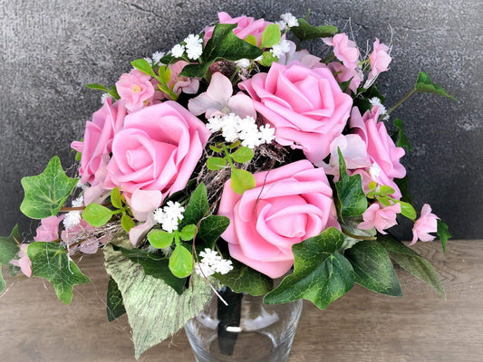 Grabgesteck Grabschmuck Grabvase Grabstrauß Grabdekoration Grabschmuck Allerheiligen – handgemacht aus Seiden- und Kunstblumen, langlebig & pflegeleicht von SarahsFlowerStudio