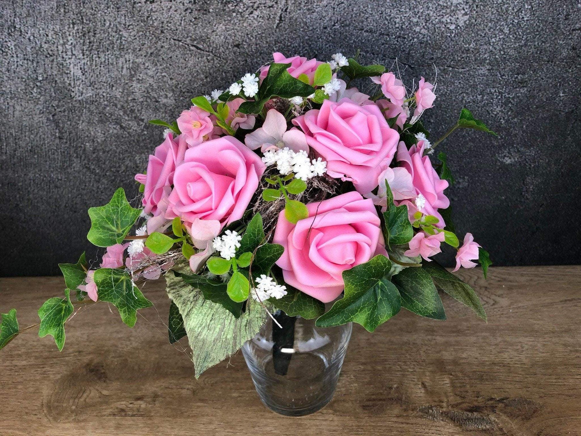 Grabgesteck Grabschmuck Grabvase Grabstrauß Grabdekoration Grabschmuck Allerheiligen – handgemacht aus Seiden- und Kunstblumen, langlebig & pflegeleicht von SarahsFlowerStudio