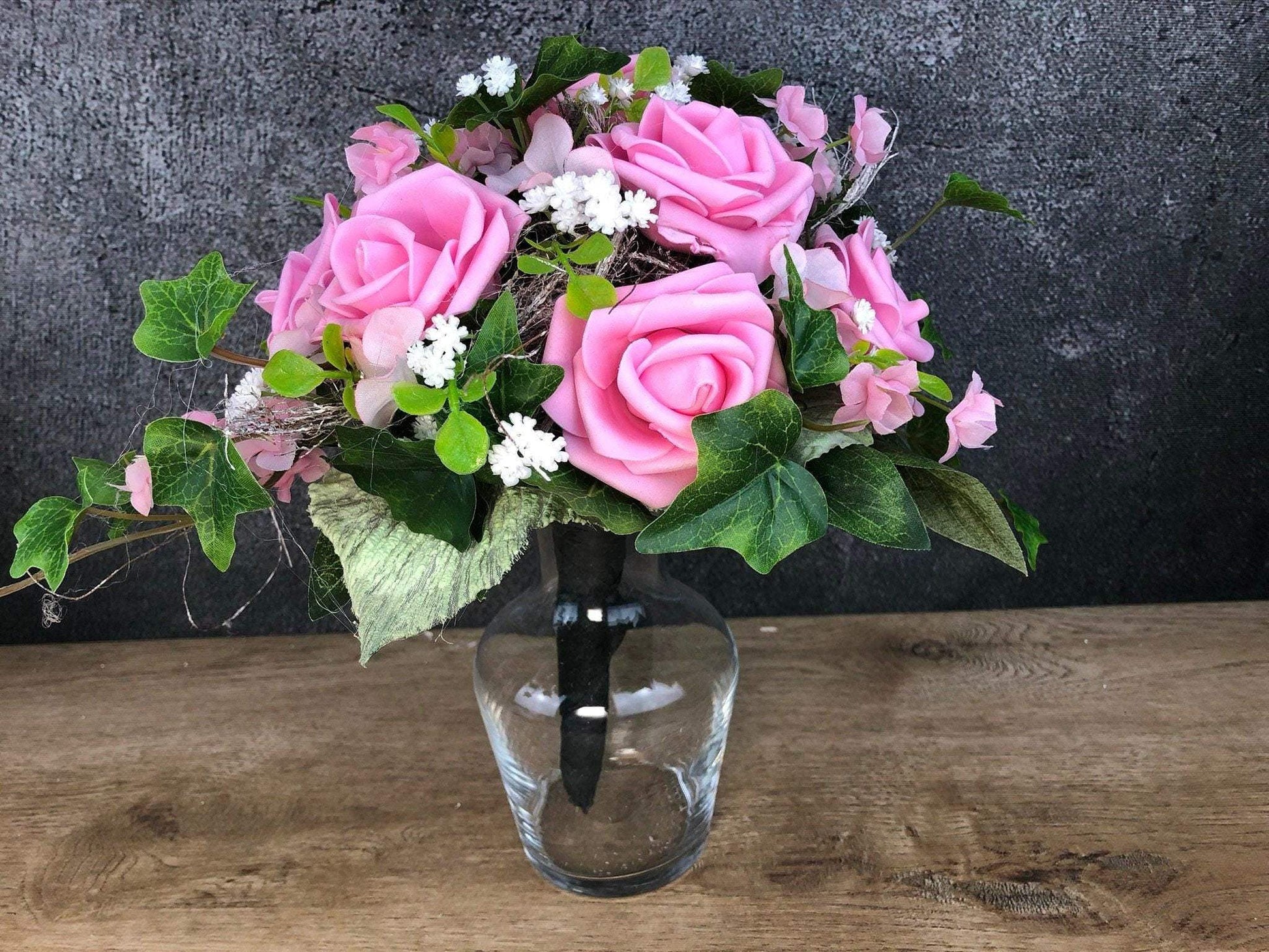 Grabgesteck Grabschmuck Grabvase Grabstrauß Grabdekoration Grabschmuck Allerheiligen – handgemacht aus Seiden- und Kunstblumen, langlebig & pflegeleicht von SarahsFlowerStudio