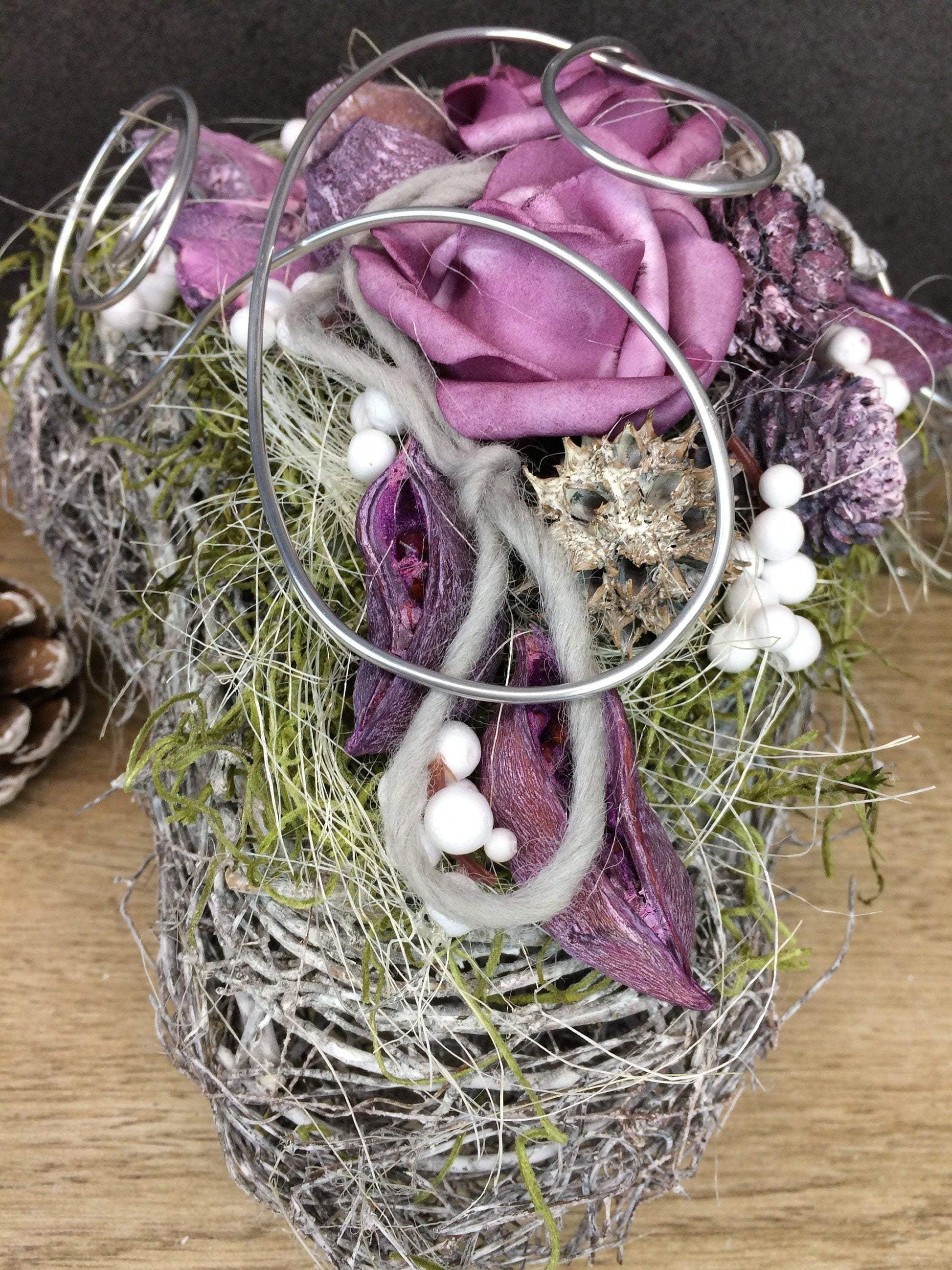 Grabgesteck Grabschmuck Herz Wunschgröße Grabdekoration Grabschmuck Allerheiligen – handgemacht aus Seiden- und Kunstblumen, langlebig & pflegeleicht von SarahsFlowerStudio