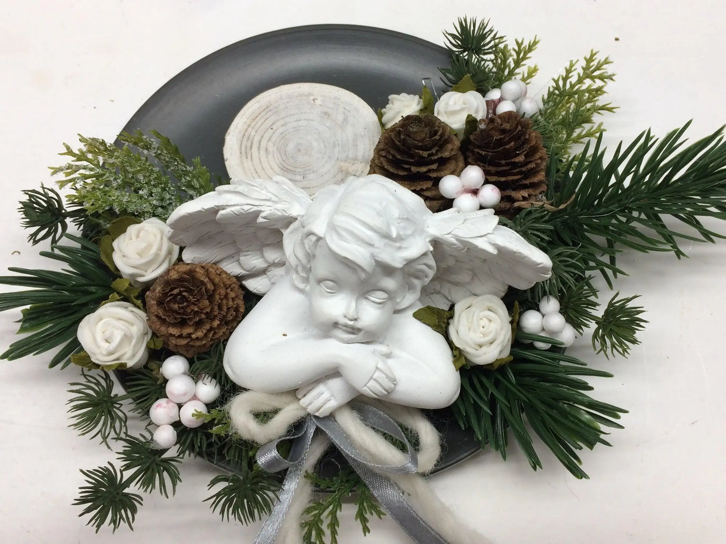 Grabgesteck Grabschmuck Allerheiligen mit Kerze 22cm Grabdekoration Grabschmuck Allerheiligen – handgemacht aus Seiden- und Kunstblumen, langlebig & pflegeleicht von SarahsFlowerStudio
