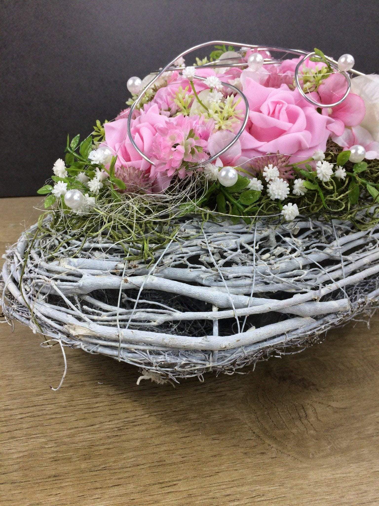Grabgesteck Grabschmuck Herz Farbwunsch Grabdeko Grabdekoration – handgemacht aus Seiden- und Kunstblumen, langlebig & pflegeleicht von SarahsFlowerStudio