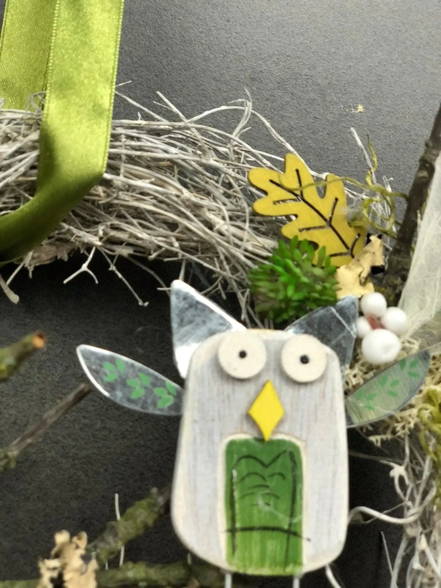 Türkranz 22cm Türdeko Türschmuck Eule Modern Tür Schmuck Herbst herbstlich ganzjährig Herbst – handgemacht aus Seiden- und Kunstblumen, langlebig & pflegeleicht von SarahsFlowerStudio