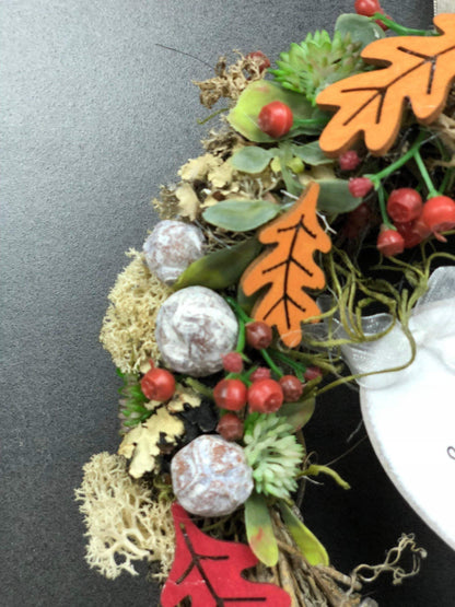 Türkranz 22cm Türdeko Türschmuck Herz Schlüssel zum Herz Modern Tür Schmuck Herbst herbstlich ganzjährig Herbst – handgemacht aus Seiden- und Kunstblumen, langlebig & pflegeleicht von SarahsFlowerStudio