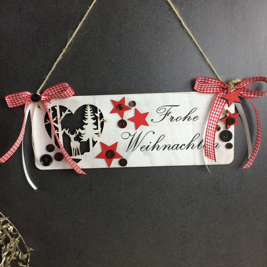 Advent Schild Frohe Weihnachten Türdeko Türschmuck Weihnachten Knöpfe Sterne – handgemacht aus Seiden- und Kunstblumen, langlebig & pflegeleicht von SarahsFlowerStudio