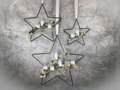 Stern Fensterdeko Häuser Haus Türkranz Advent Modern Ring Fenster Fensterschmuck Deko Weihnachten Wandschmuck – handgemacht aus Seiden- und Kunstblumen, langlebig & pflegeleicht von SarahsFlowerStudio
