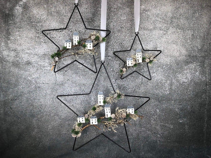 Stern Fensterdeko Häuser Haus Türkranz Advent Modern Ring Fenster Fensterschmuck Deko Weihnachten Wandschmuck – handgemacht aus Seiden- und Kunstblumen, langlebig & pflegeleicht von SarahsFlowerStudio