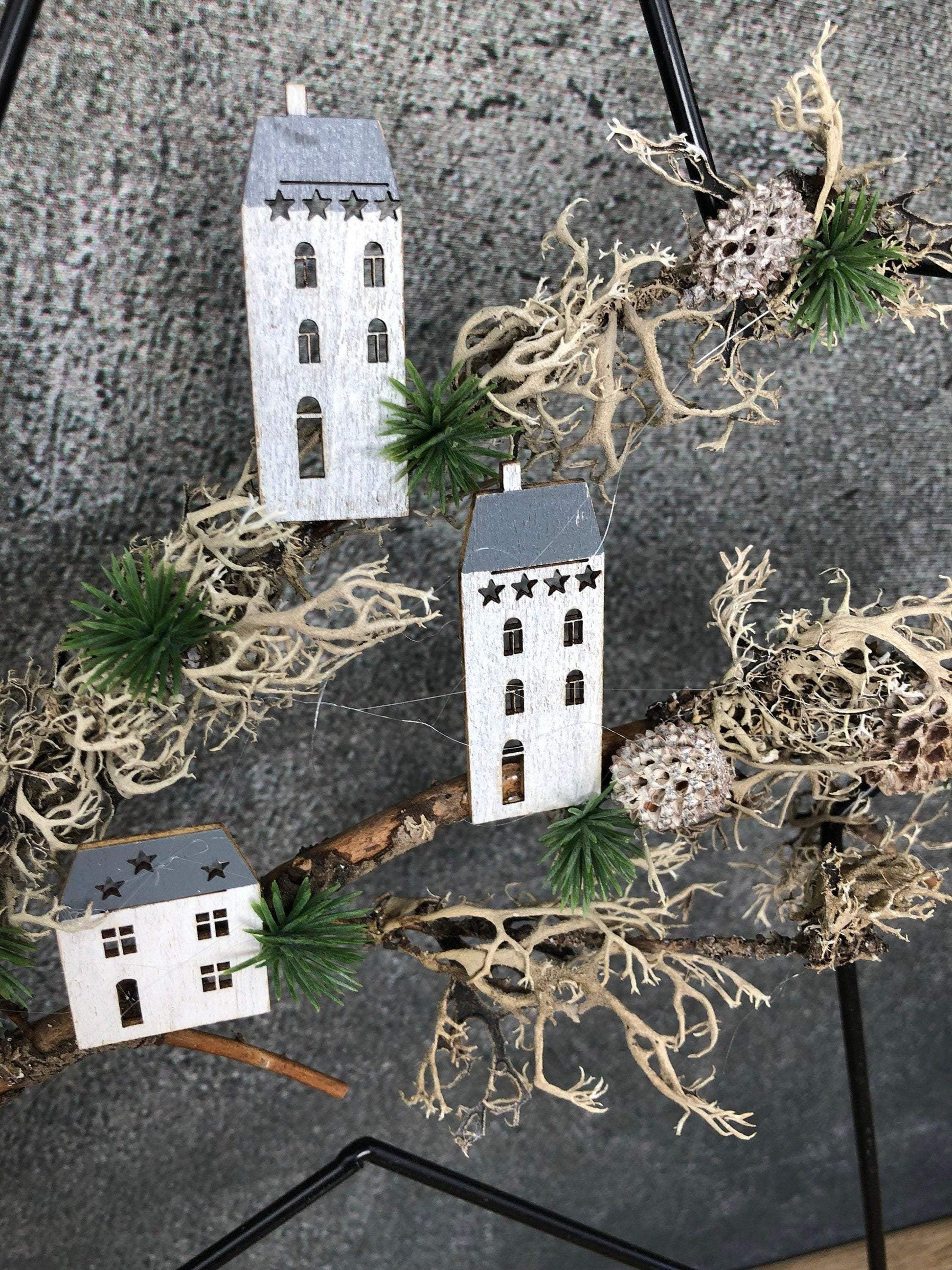 Stern Fensterdeko Häuser Haus Türkranz Advent Modern Ring Fenster Fensterschmuck Deko Weihnachten Wandschmuck – handgemacht aus Seiden- und Kunstblumen, langlebig & pflegeleicht von SarahsFlowerStudio