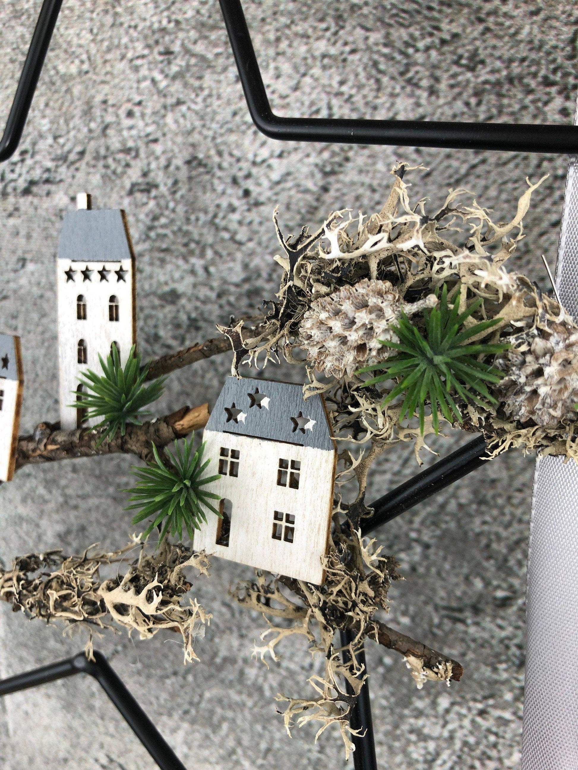 Stern Fensterdeko Häuser Haus Türkranz Advent Modern Ring Fenster Fensterschmuck Deko Weihnachten Wandschmuck – handgemacht aus Seiden- und Kunstblumen, langlebig & pflegeleicht von SarahsFlowerStudio