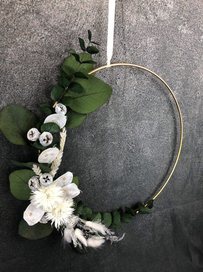 Türkranz Kranz Ring Eukalyptus Gräser Wandkranz Trockenblumen Natur natürlich Hoop Herbst Herbstlich – handgemacht aus Seiden- und Kunstblumen, langlebig & pflegeleicht von SarahsFlowerStudio