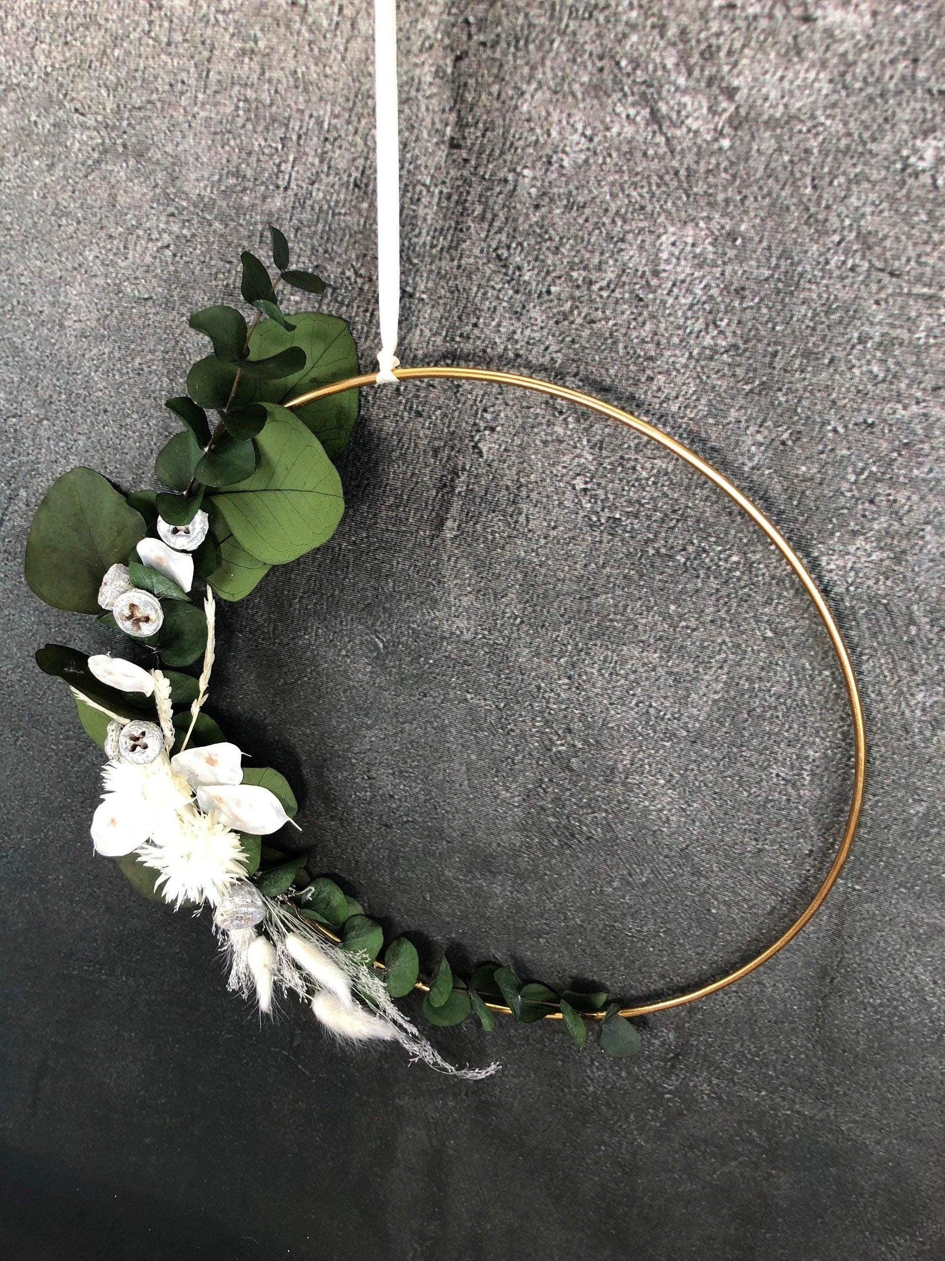 Türkranz Kranz Ring Eukalyptus Gräser Wandkranz Trockenblumen Natur natürlich Hoop Herbst Herbstlich – handgemacht aus Seiden- und Kunstblumen, langlebig & pflegeleicht von SarahsFlowerStudio
