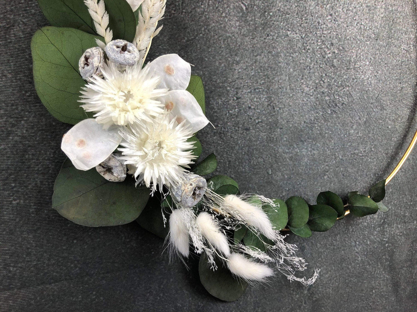 Türkranz Kranz Ring Eukalyptus Gräser Wandkranz Trockenblumen Natur natürlich Hoop Herbst Herbstlich – handgemacht aus Seiden- und Kunstblumen, langlebig & pflegeleicht von SarahsFlowerStudio